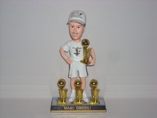 Manu Ginobili San Antonio Spurs Bobble Head 4x Nba Champs Trophy 
