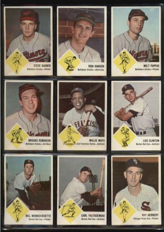 1963 Fleer Baseball Complete Set Of 66 Cards Ex To Ex - Mt Lot2055