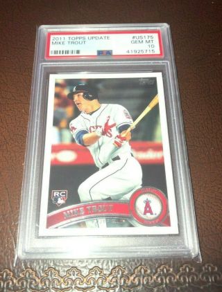 Mike Trout 2011 Topps Update Rc Rookie Angels Psa 10 Lines Version