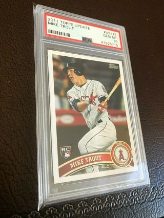 MIKE TROUT 2011 TOPPS UPDATE RC ROOKIE ANGELS PSA 10 LINES VERSION 3