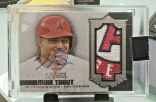 2019 Topps Dynasty Mike Trout On Card Auto Angels Logo Patch /5