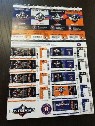 2019 Houston Astros Full Playoff Ticket Strip Sheet Stubs - 13 Tickets Per Sheet