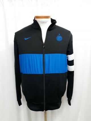 Inter Milan Fc Nike Full Zip Warm Up Soccer Jacket Mens Large Black Blue