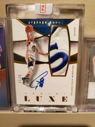 2014 - 15 Panini Luxe Stephen Curry Warriors Patch Auto 22/25