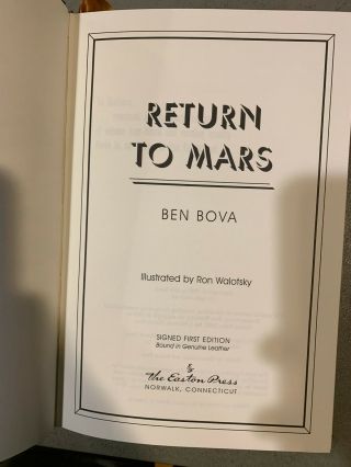 Easton Pess Return to Mars - Ben Bova SIGNED Sci Fi 1st Edit 3