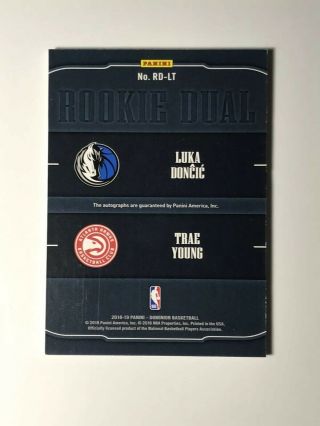 LUKA DONCIC TRAE YOUNG 2018 - 19 SP PANINI Rookie DUAL AUTO Numbered /25 - 3