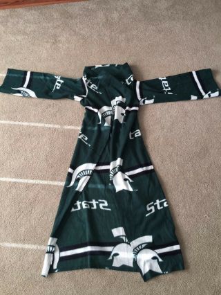 Michigan State Spartan Green Poncho Blanket Throw Wrap With Sleeves 60 " X70 "