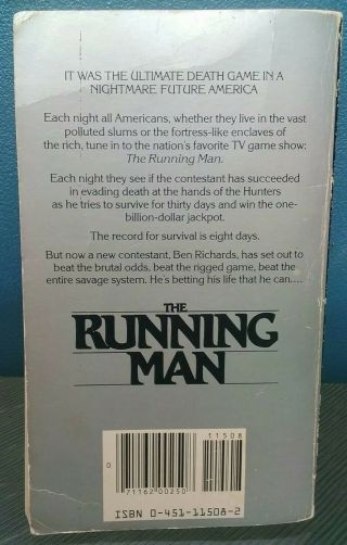 THE RUNNING MAN 1982 Richard Bachman Stephen King First Signet Print 1ST Book 2