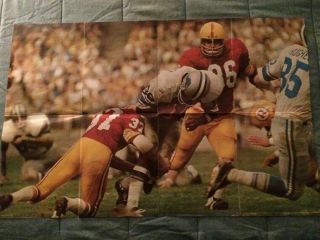 Vintage 1972 Scholastic Magazines 1970 Detroit Lions Vs Redskins Poster 22 " X34 "