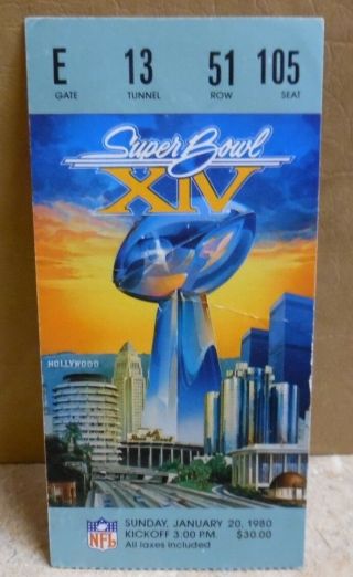 Pittsburgh Steelers Bowl Xiv Game Ticket Los Angeles Rams Bowl 14