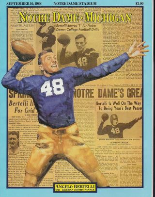 Notre Dame Vs Michigan 1988 College Football Program And Ticket Stub