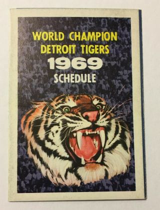 Vintage 1969 Detroit Tigers Stroh’s Baseball Schedule