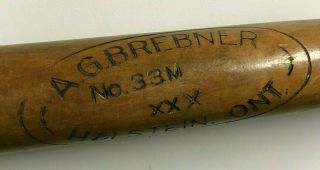 Early 1900s Canadian Made Baseball Bat A.  G.  Grebner No.  33m Xxx Holstein Ontario