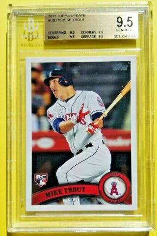 2011 Topps Update Mike Trout Rookie - Bgs 9.  5 Gem Quad 9.  5 Subs Angels