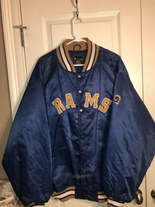 Vintage Nfl Los Angeles Rams Football Satin Snap Button Varsity Jacket,  Coat Mens