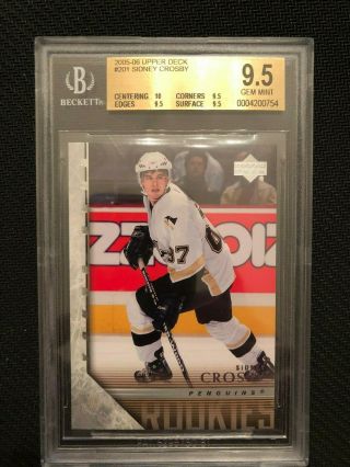 2005 - 06 Upper Deck 201 Sidney Crosby Young Guns Bgs 9.  5 W10 Pittsburgh Penguins