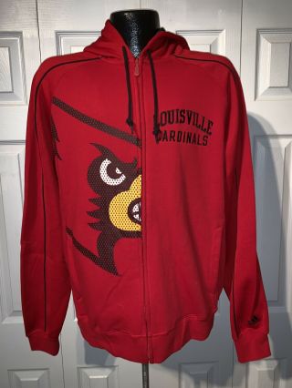 Men’s Adidas Louisville Cardinals Red Full Zip Sweatshirt Hoodie Small