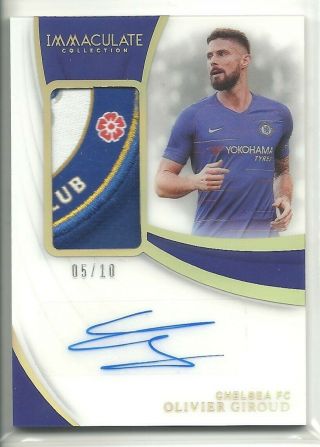 2018 - 19 Panini Immaculate Gold Auto Patch Logo Olivier Giroud /10 Chelsea