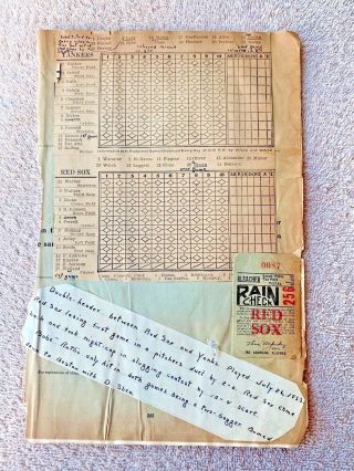 1933 Yankees Red Sox Dh Ticket: Babe Ruth 2b 482,  Gomez Win 58,  Gehrig Ejected