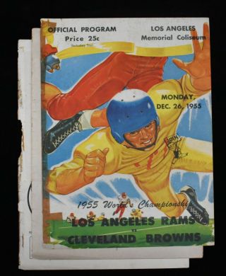 1955 Nfl Football Championship Program Los Angeles Rams V Cleveland Browns