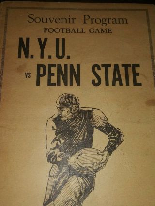1929 PENN STATE VS N.  Y.  U.  FOOTBALL GAME PROGRAM PENNSYLVANIA STATE PSU 3