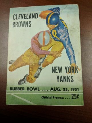 1951 Cleveland Browns Vs York Yanks Program Municipal Stadium Rubber Bowl