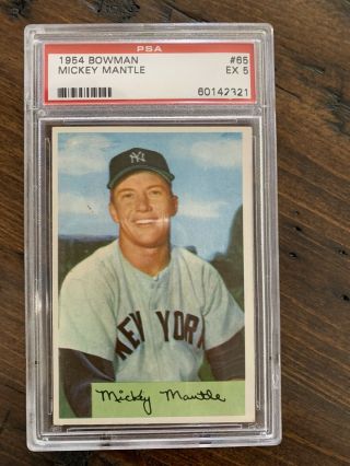 1954 Bowman Mickey Mantle Card 65 Psa Graded Ex 5