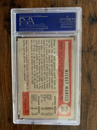 1954 Bowman Mickey Mantle Card 65 PSA Graded EX 5 3