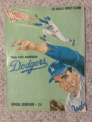 Los Angeles Dodgers 1966 Sandy Koufax 24th Victory Vintage Program Scorecard