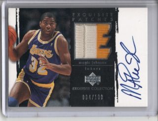 Magic Johnson Auto Game - Jersey Patch /100 2003 - 04 Ud Exquisite Patches Sp