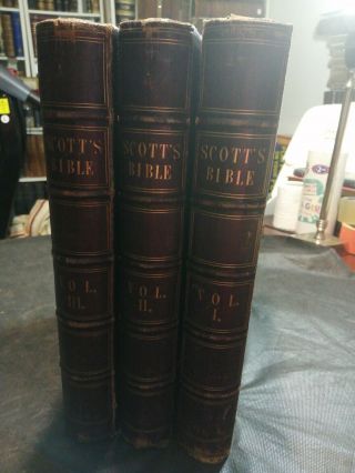 Holy Bible.  Old And Testaments.  By Thomas Scott.  1844.  3 Volumes.