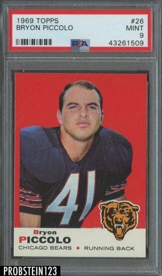 1969 Topps Football 26 Bryon Piccolo Bears Rc Rookie Psa 9 " Iconic Card "
