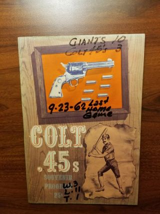 Houston Colt.  45s Vs Giants 1962 Mays Mccovey Baseball Program Scorecard