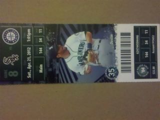Phil Humber Perfect Game Chicago White Sox Mariners Ticket Stub 4/21/12