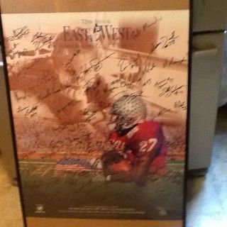 East West Shrine Game Football Poster Signed By All Players 1997