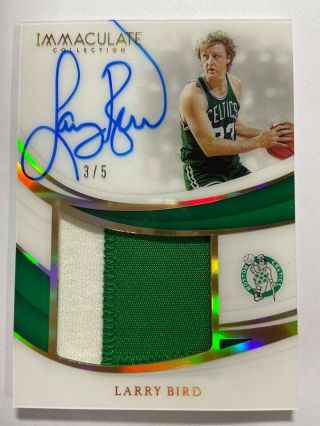 2018 - 19 Panini Immaculate Premium Patch Autograph Gold Auto Card Larry Bird 3/5
