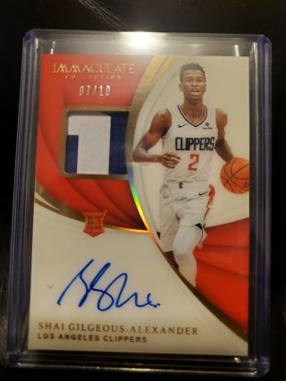 2018 - 19 Panini Immaculate Rookie Patch Auto Rc Rpa Shai - Gilgeous Alexander 07/10