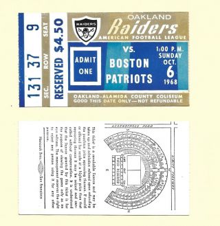 1968 Oakland Raiders Vs Boston Patriots Ticket Stub - Afl - England