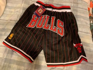 Chicago Bulls Black And Red Pinstripes Throwback Just Don Mens Basketball Shorts