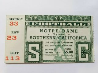 1947 Usc Vs Notre Dame College Football Ticket Stub National Champions