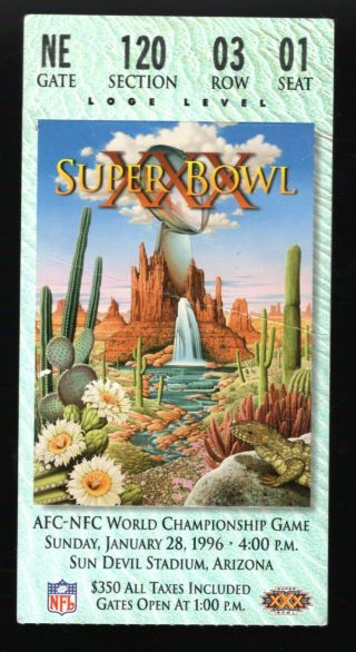 January 28,  1996 Bowl Xxx Ticket Stub Dallas Cowboys & Pittsburgh Steelers