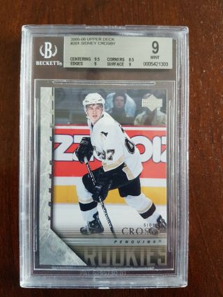 2005 - 06 Upper Deck Sidney Crosby 201 Young Guns Rookie Graded 9 Bgs