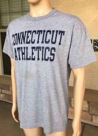 Vintage 80s 90s Connecticut Athletics T Shirt Russell Athletic NUBlend USA Large 3