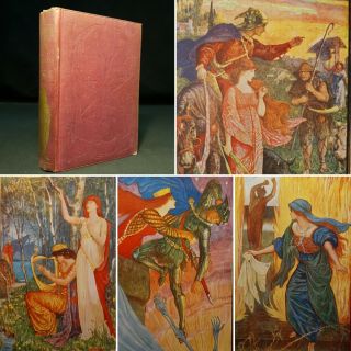 1914 Crimson Fairy Book Andrew Lang Colour Plates Tales Dragon Treasure Magician