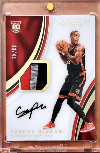 2016 - 17 Immaculate Pascal Siakam Rc Rookie Acetate 3c Patch Auto /43 Mip