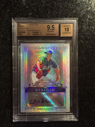 2006 Bowman Sterling Prospects Refractor Clayton Kershaw Rookie Gem Bgs 9.  5