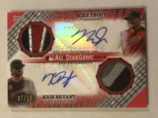 2019 Topps Update Mike Trout & Kris Bryant Autograph AUTO 7/10 All Star patches 3