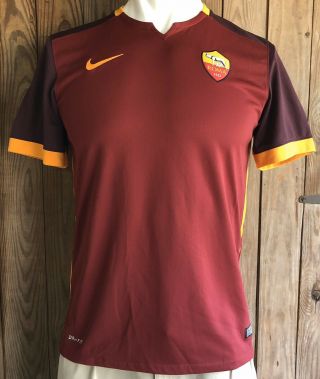 As Roma Men’s Large Soccer Jersey Nike Dri - Fit Red Polyester Futbol