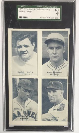 1935 Exhibits 4 - On - 1 W/ Babe Ruth Sgc 40 (3) Vg Frank Hogan Berger Brandt