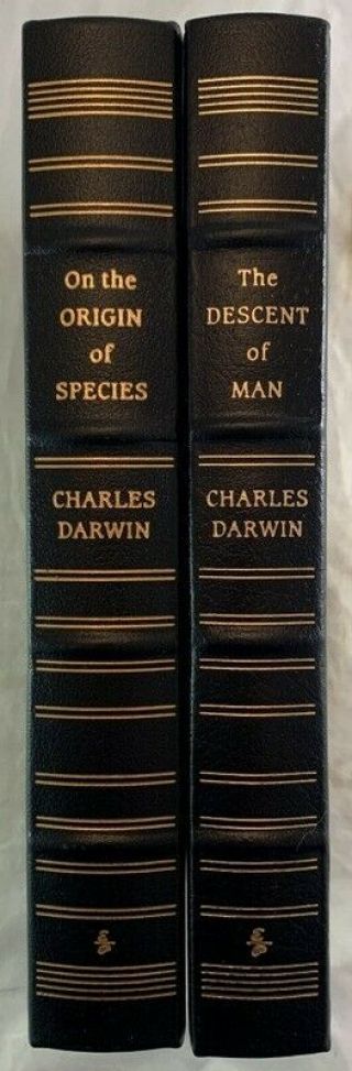 2v Leather Easton Press Charles Darwin Origin Of Species / The Descent Of Man